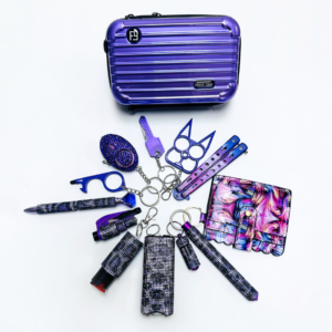 Purple-Leopard-Self-Defense-Keychain-Set